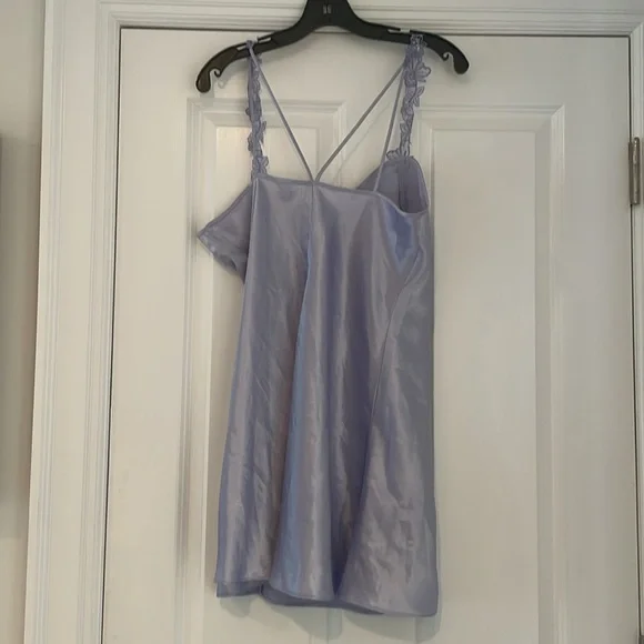 Angelique Vintage chemise satin nightgown slip lavender and lace large - Picture 3 of 5